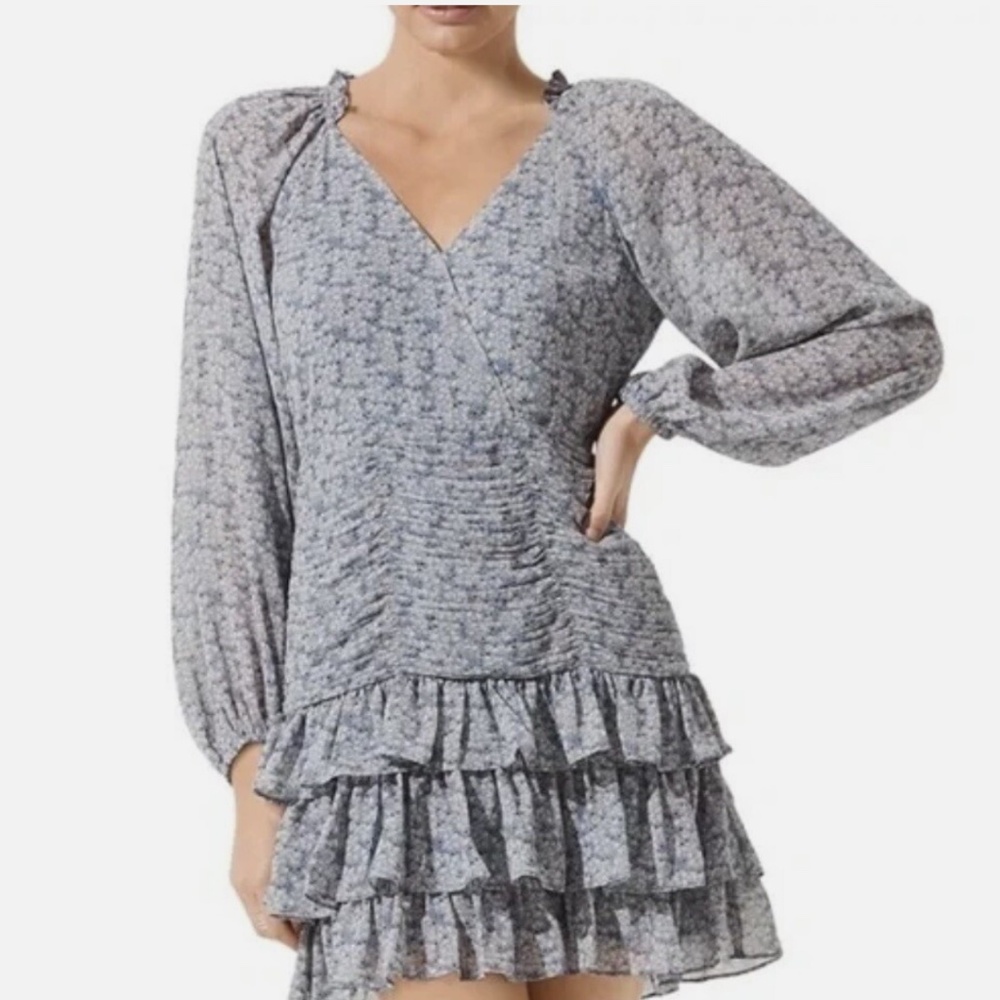 Revolve ASTR Tiered Ruffle Floral Mini Dress Romantic Prairie Cottagecore S